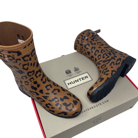 NEW Hunter Original Leopard Print Refined Short Rain Boot Size 10 - Picture 7 of 14